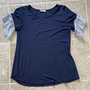 Navy Flutter Sleeve Shirt